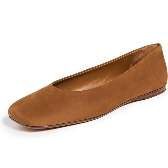 Vince Shoes - Vince Women's Leah Ballet Flat, Dark Amber Leather, Size 5.5